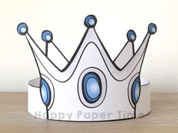 Princess crown paper template Printable kids crafts by Happy Paper Time