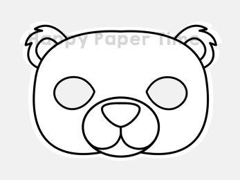 Polar bear mask printable paper template - Kids crafts - Happy Paper